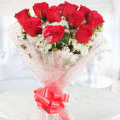 Front view of 12 red roses - A gift of Made For You Combo